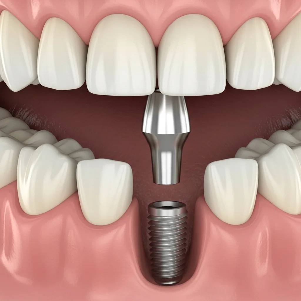 Illustration eines schonend gesetzten Implantats